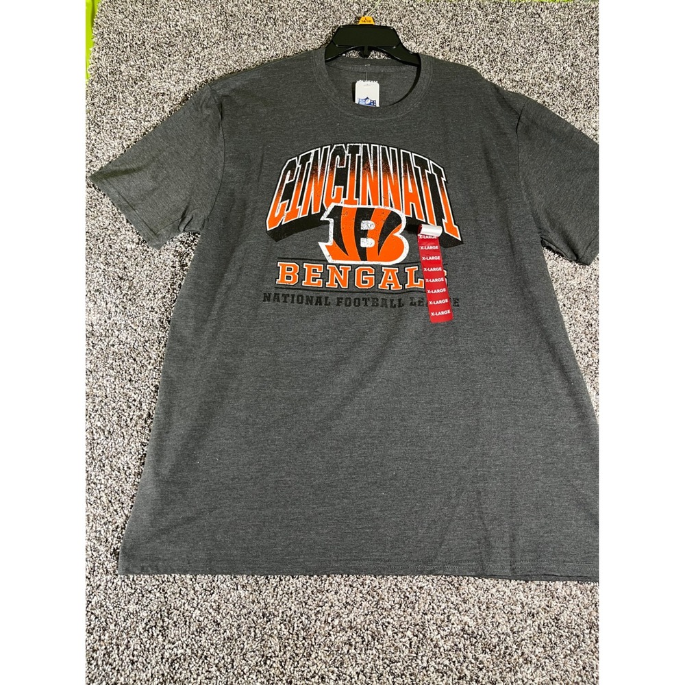 NFL Team Apparel Cincinnati Bengals Tee Unisex XL Charcoal Gray Who Dey Football